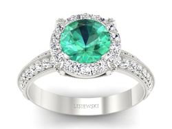 Złoty Pierścionek ze szmaragdem i brylantami - p16290bsm