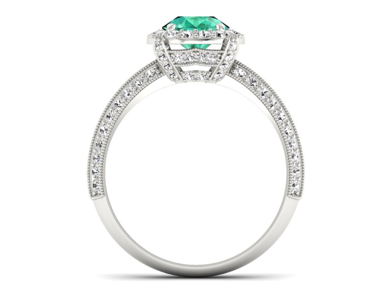 Złoty pierścionek ze szmaragdem i brylantami - p16290bsm — zdjęcie 2