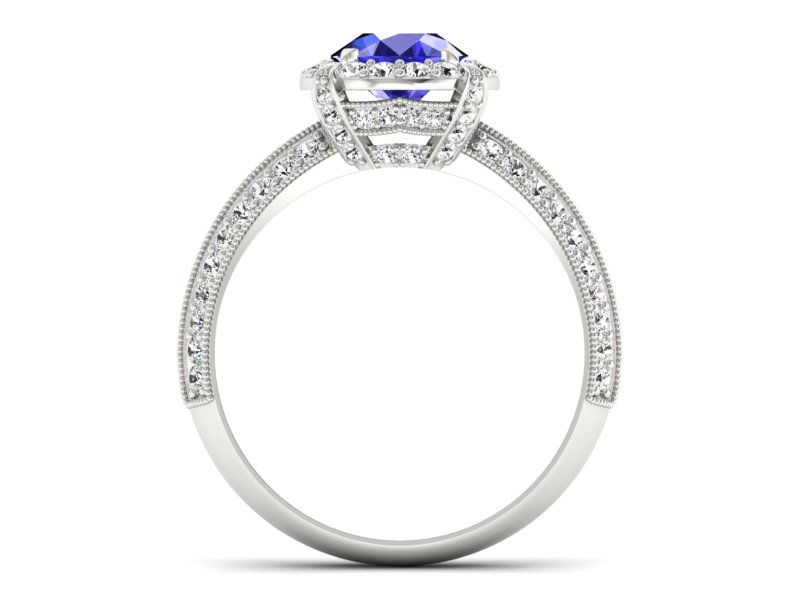 Złoty pierścionek z szafirem i brylantami - p16290bszc — zdjęcie 2