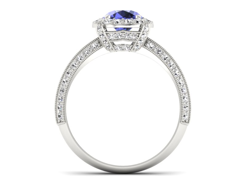Pierścionek z tanzanitem białe złoto z brylantami - p16290bt — zdjęcie 2