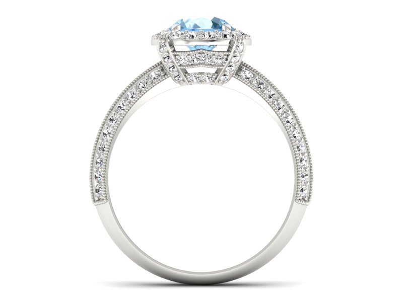 Pierścionek z topazem i brylantami białe złoto - p16290btp — zdjęcie 2