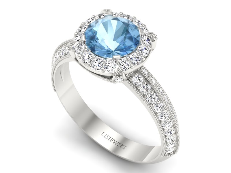 Pierścionek z topazem i brylantami białe złoto - p16290btp — zdjęcie 3