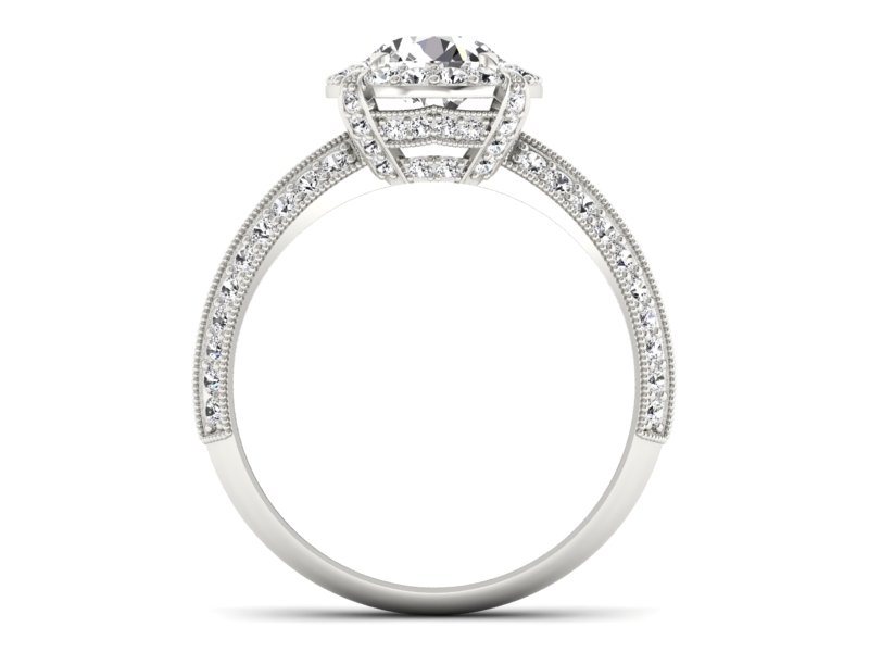 Złoty pierścionek z brylantami białe złoto - p16290bV — zdjęcie 2