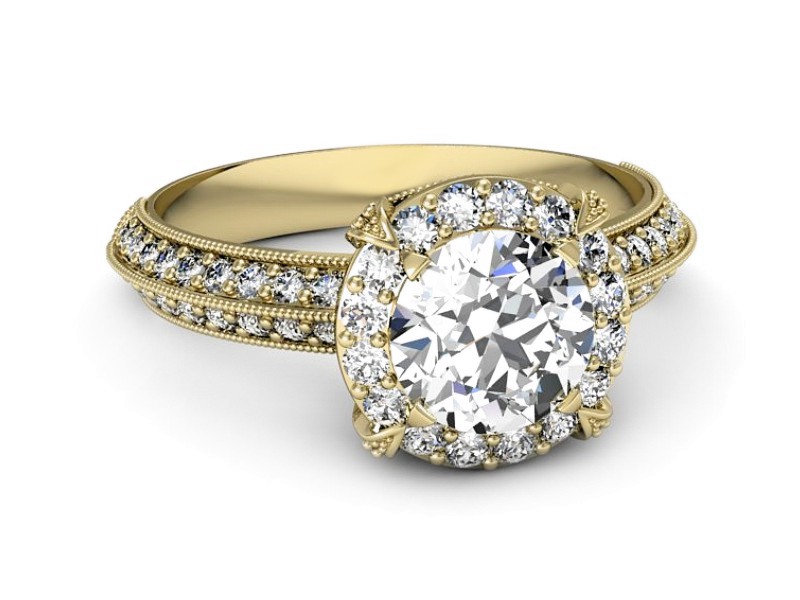 Złoty pierścionek z brylantami żółte złoto - p16290z — zdjęcie 5