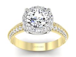 Pierścionek z diamentami żółte i białe złoto 585 - p16290zb