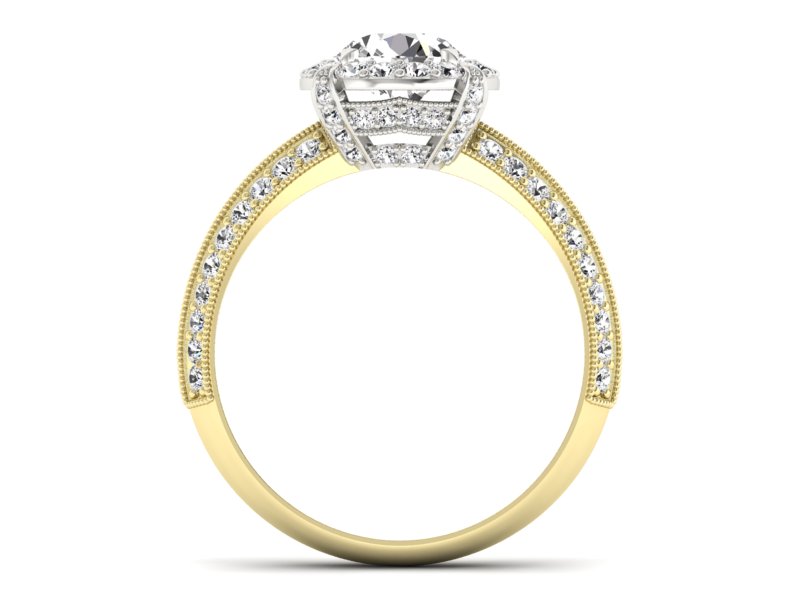 Pierścionek z diamentami żółte i białe złoto - p16290zb — zdjęcie 2