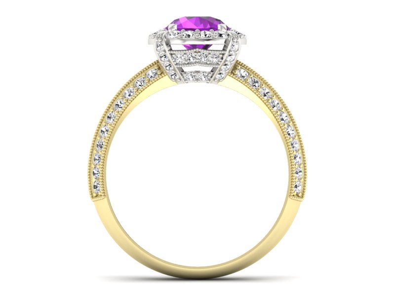 Złoty pierścionek ametyst brylanty złoto - p16290zbat — zdjęcie 2