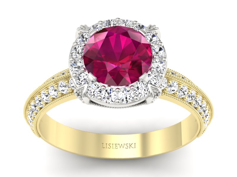 Pierścionek z rubinem i diamentem - p16290zbr