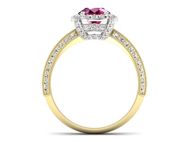 Pierścionek z rubinem i diamentem - p16290zbr — zdjęcie 2