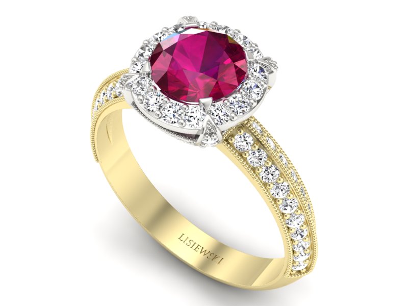 Pierścionek z rubinem i diamentem - p16290zbr — zdjęcie 3