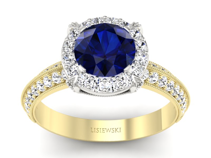 Pierścionek z szafirami i diamentami - p16290zbsz