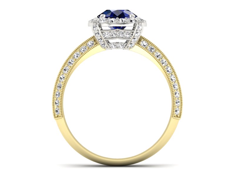 Pierścionek z szafirami i diamentami - p16290zbsz — zdjęcie 2