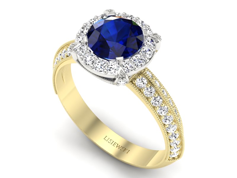 Pierścionek z szafirami i diamentami - p16290zbsz — zdjęcie 3