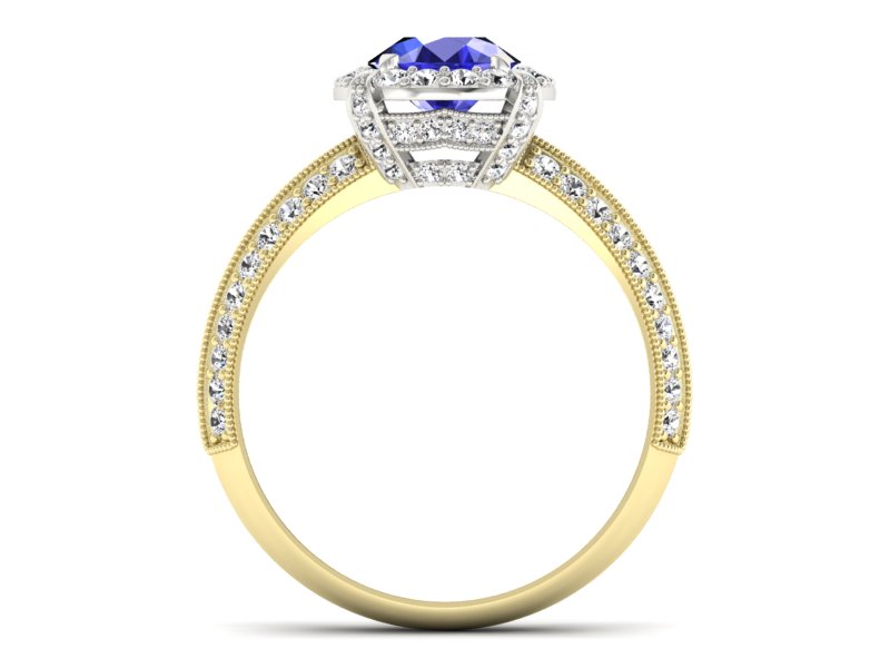 Pierścionek z szafirem i diamentami - p16290zbszc — zdjęcie 2