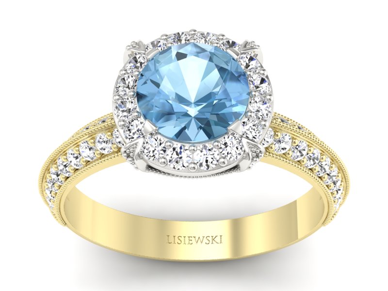 Złoty pierścionek topaz i brylanty złoto - p16290zbtp