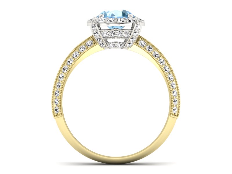 Złoty pierścionek topaz i brylanty złoto - p16290zbtp — zdjęcie 2