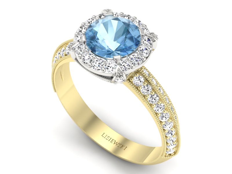 Złoty pierścionek topaz i brylanty złoto - p16290zbtp — zdjęcie 3