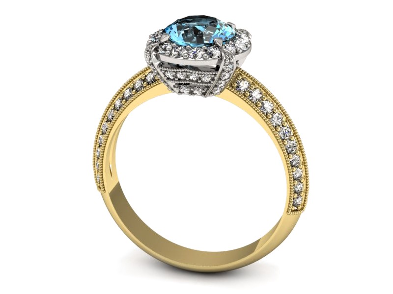 Złoty pierścionek topaz i brylanty złoto - p16290zbtp — zdjęcie 5