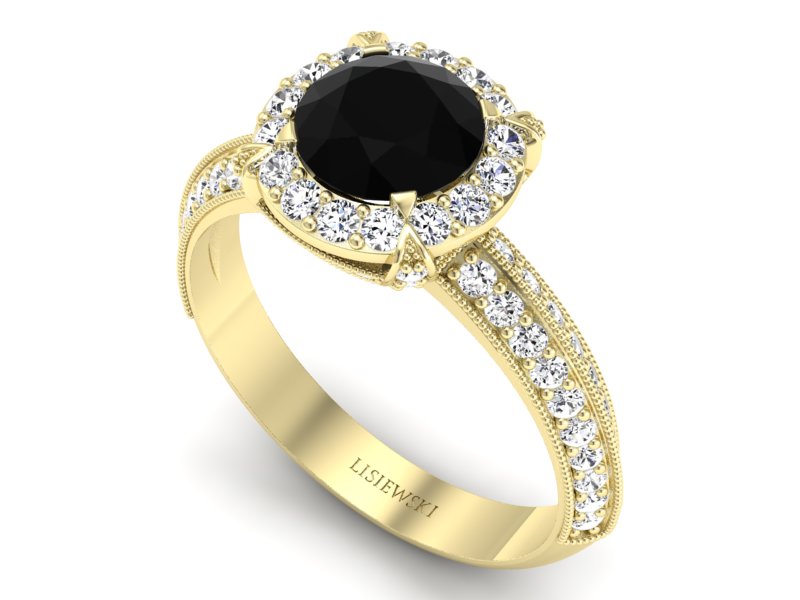 Pierścionek z brylantami żółte złoto - P16290zcz — zdjęcie 3