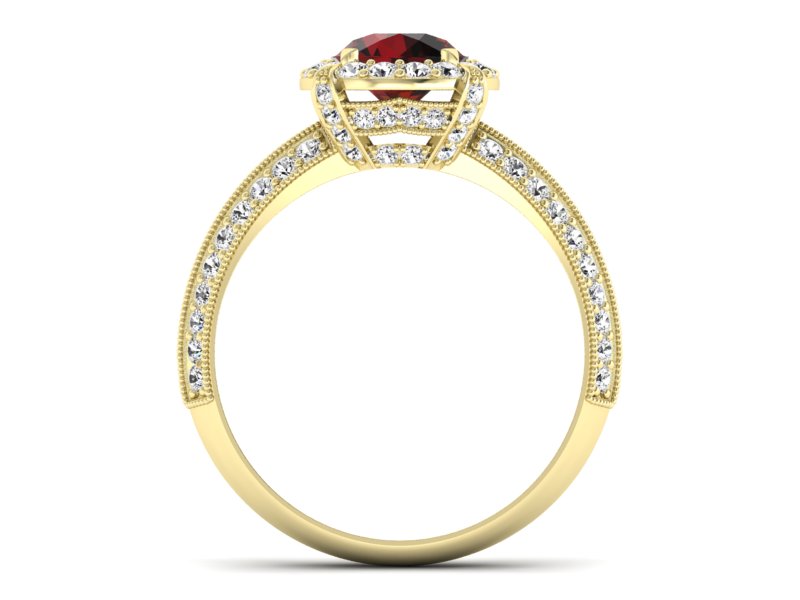 Złoty pierścionek z granatem żółte złoto - p16290zgr — zdjęcie 2