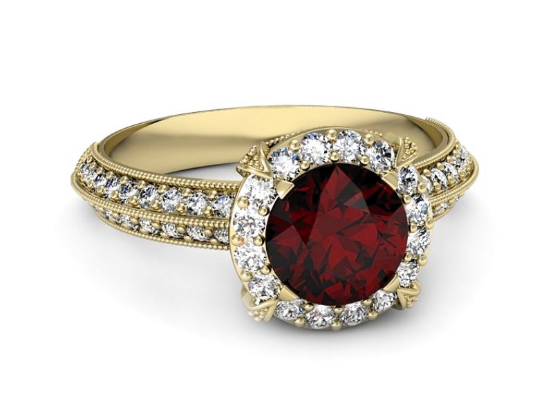 Złoty pierścionek z granatem żółte złoto - p16290zgr — zdjęcie 5