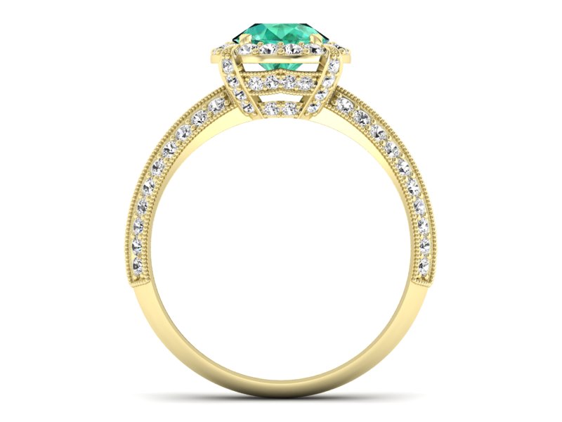 Złoty pierścionek ze szmaragdem i diamentami - p16290zsm — zdjęcie 2