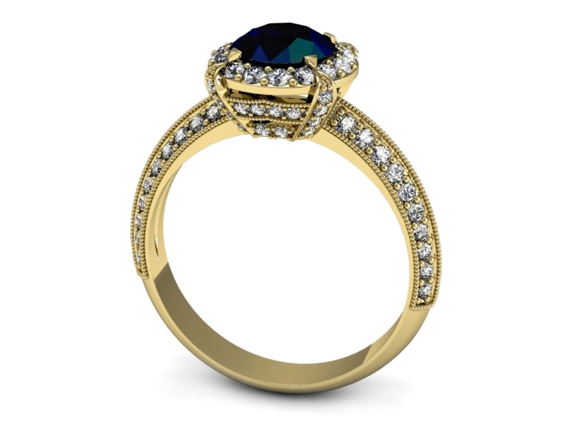 Złoty pierścionek z szafirem i diamentami - p16290zsz — zdjęcie 5