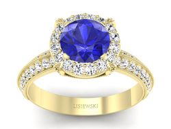 Złoty pierścionek z szafirem i diamentami - p16290zszc