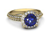 Złoty pierścionek z szafirem i diamentami - p16290zszc - 3