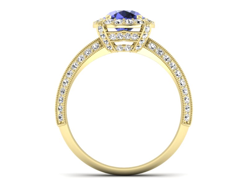 Pierścionek z tanzanitem i brylantami żółte złoto - p16290zt — zdjęcie 2