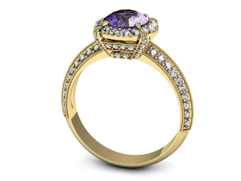 Pierścionek z tanzanitem i brylantami żółte złoto - p16290zt — zdjęcie 5