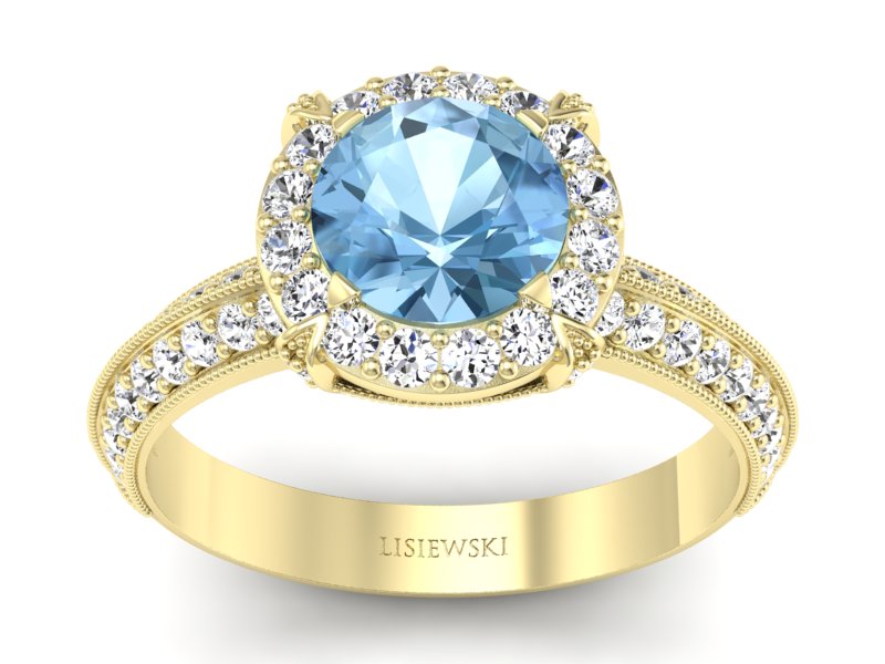 Pierścionek z topazem i brylantami żółte złoto - p16290ztp