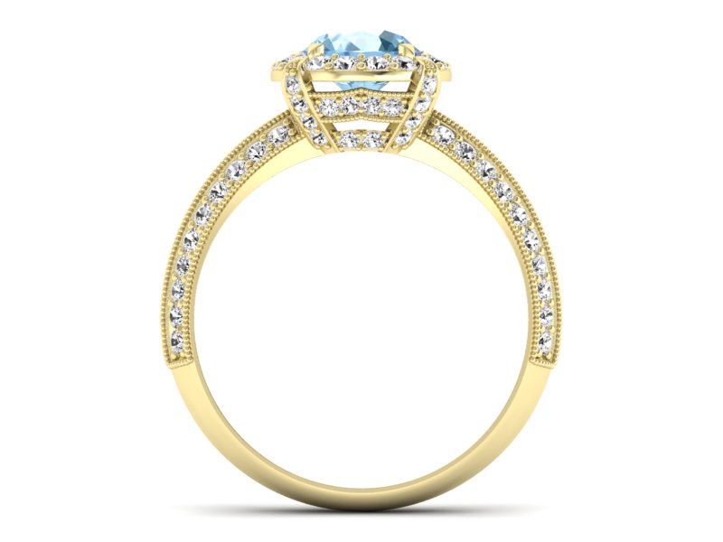 Pierścionek z topazem i brylantami żółte złoto - p16290ztp — zdjęcie 2