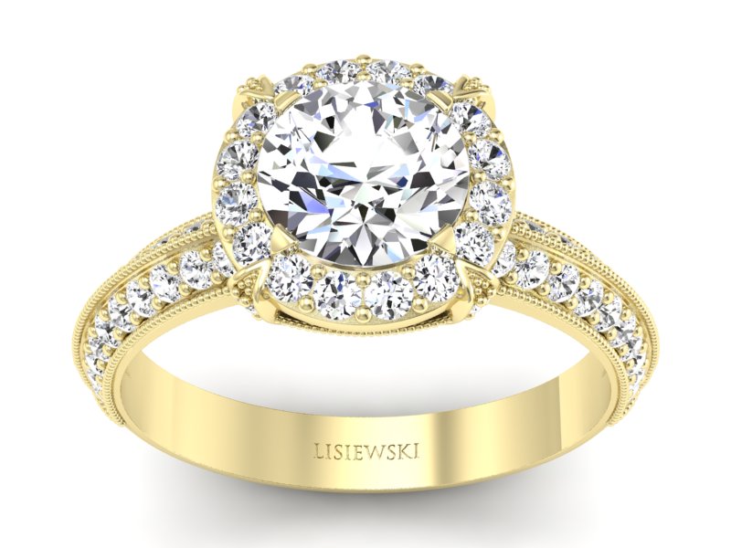 Złoty pierścionek z brylantami żółte złoto - p16290zV