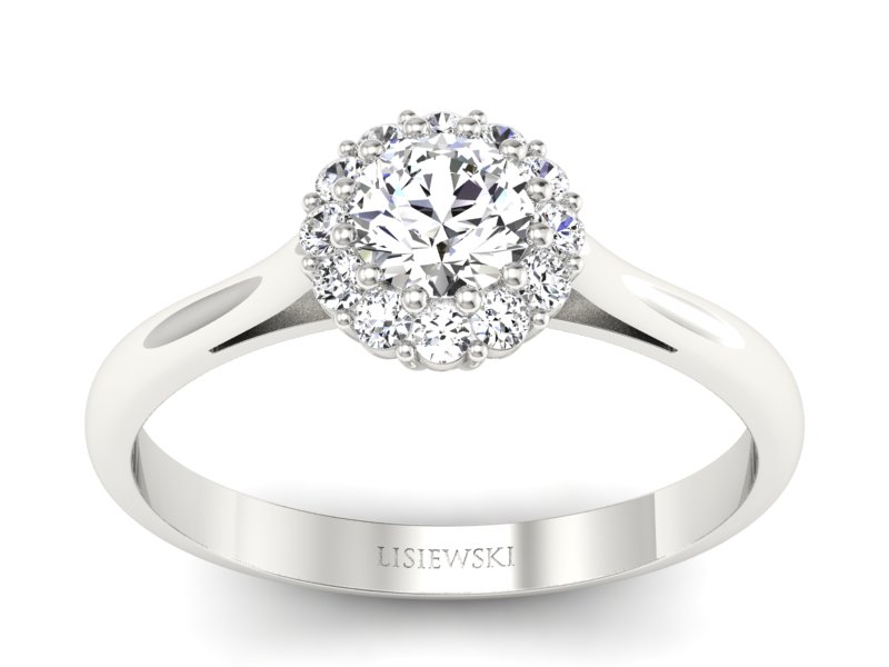 Złoty pierścionek z brylantami białe złoto - p16291b