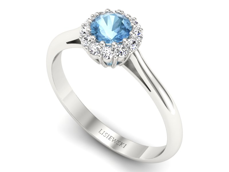 Pierścionek z topazem i brylantami białe złoto - p16291ba — zdjęcie 3