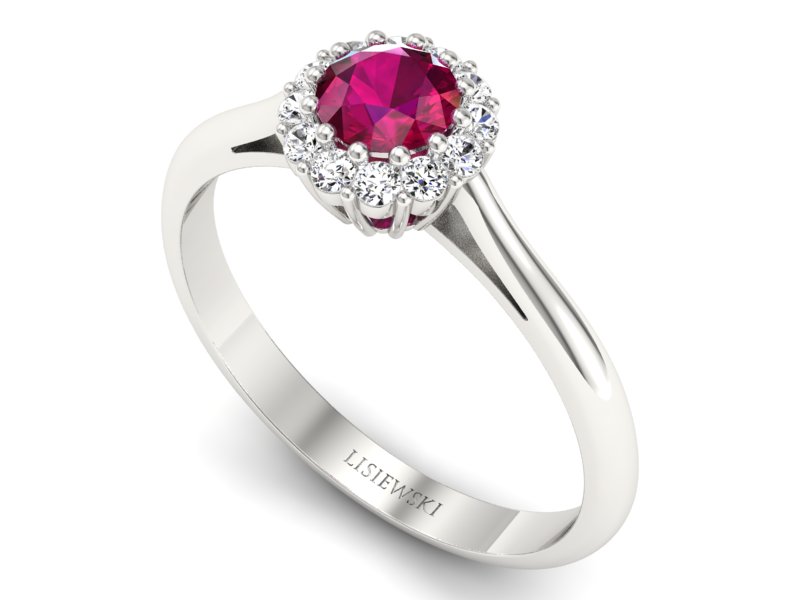 Pierścionek z rubinem i brylantami białe złoto - p16291br — zdjęcie 3