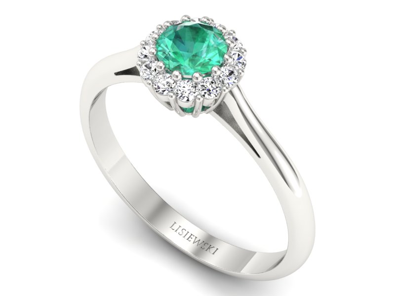 Złoty pierścionek ze szmaragdem i brylantami - p16291bsm — zdjęcie 3