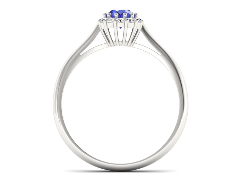 Pierścionek z szafirem i brylantami białe złoto - p16291bszc — zdjęcie 2