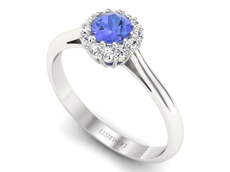 Pierścionek z tanzanitem białe złoto z brylantami - p16291bt — zdjęcie 3