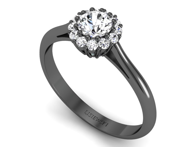 Pierścionek zaręczynowy czarne złoto z diamentami - p16291cz — zdjęcie 3