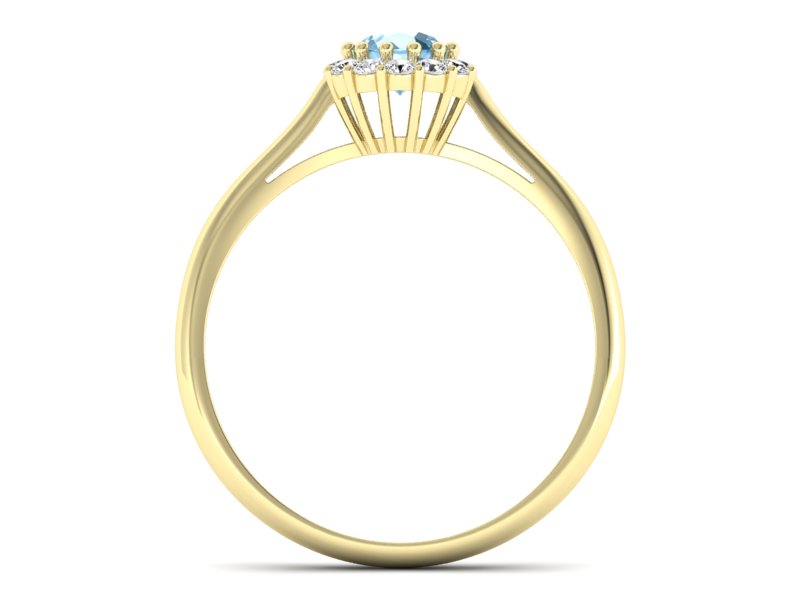 Złoty pierścionek z topazem i brylantami - p16291za — zdjęcie 2