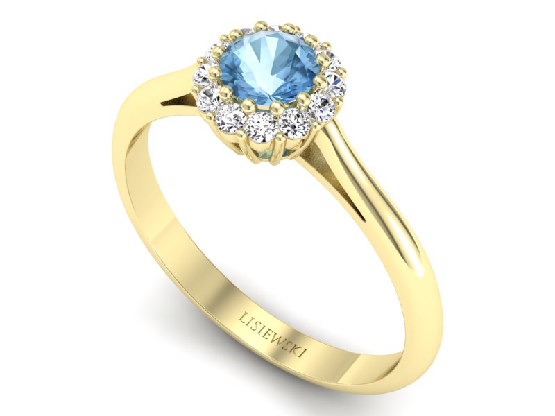 Złoty pierścionek z topazem i brylantami - p16291za — zdjęcie 3