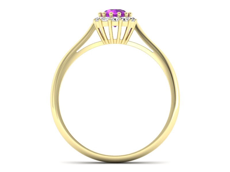 Pierścionek ametyst i brylanty żółte złoto - p16291zat — zdjęcie 2