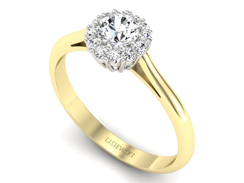 Pierścionek z diamentami żółte i białe złoto - p16291zb — zdjęcie 3