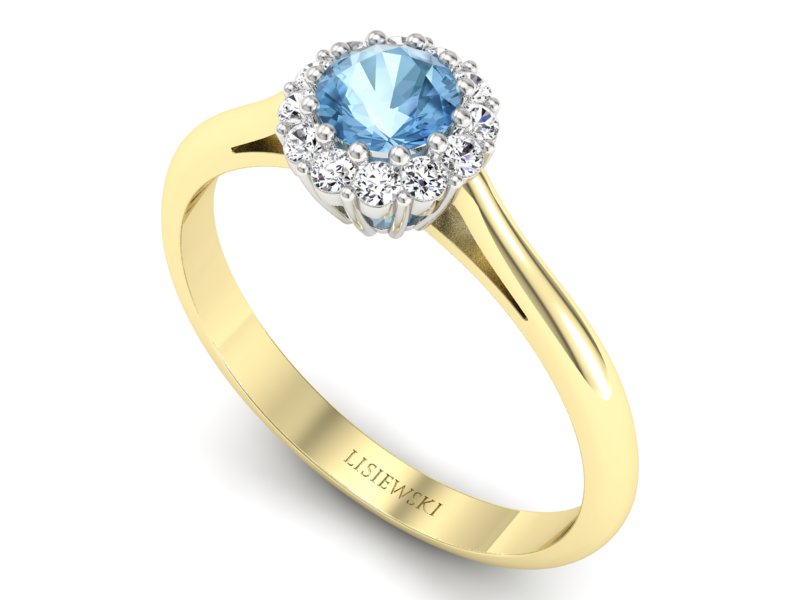 Pierścionek topaz i brylanty białe i żółte złoto - p16291zba — zdjęcie 3