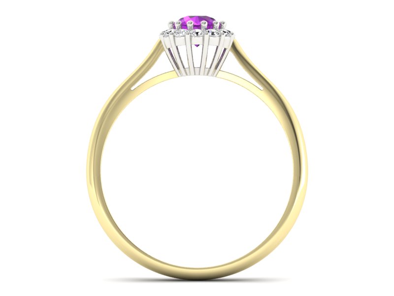 Złoty pierścionek ametyst brylanty złoto - p16291zbat — zdjęcie 2