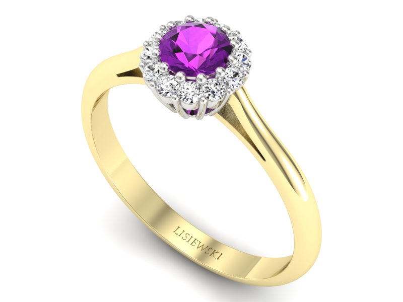Złoty pierścionek ametyst brylanty złoto - p16291zbat — zdjęcie 3