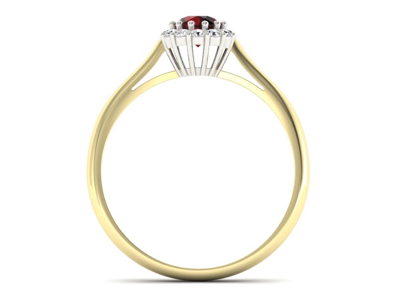 Złoty pierścionek z granatem i diamentami - p16291zbgr — zdjęcie 2