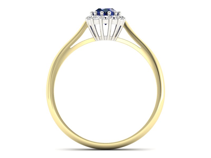 Złoty pierścionek z szafirem i brylantami - p16291zbsz — zdjęcie 2